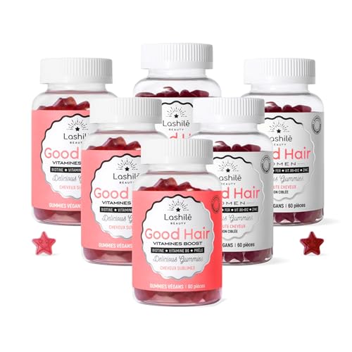 Lashilé Beauty - Complément Alimentaire - Anti-chute, croissance et fortification cheveux - Mega pack Cheveux 3 Good Hair et 3Good Hair women - Biotine, Fer, Zinc, MSM, B12 - Cure 1 Mois - 60 Gummies