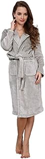Godsen Women's Plush Long Robes Bathrobe Sleepwear (XS, Silver Grey)