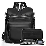 Dora & Liz Mochila feminina de couro para viagem, moda, mochila de grife, bolsas de ombro femininas, Couro preto, Medium, Mochila feminina moderna