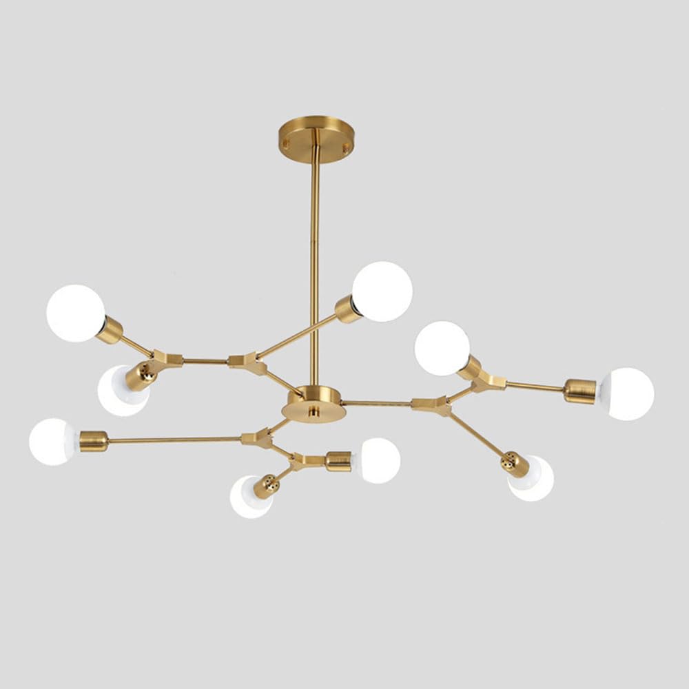 Suspension 9 lampes globe en métal noir avec douilles E27 pour style loft vintage