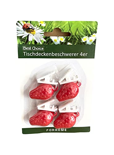 Bonvie 4er-Pack Tischdeckenbeschwerer Tischdeckenhalter Früchte Tischdeckengewichte: Erdbeere