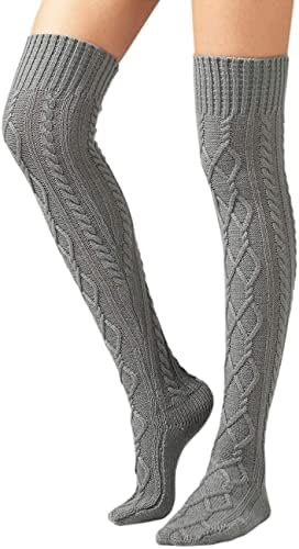 DRESHOW Plus Size Women Thigh High Socks Striped Over Knee Long Boot Stockings Knee High Socks Leg Warmers