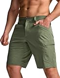 CQR Men's Quick Dry Stretch Hiking Cargo Shorts, Lightweight Water Resistant Tactical Casual, Golf & Outdoor with Pockets, Rocky Lichen, 38W x 10L