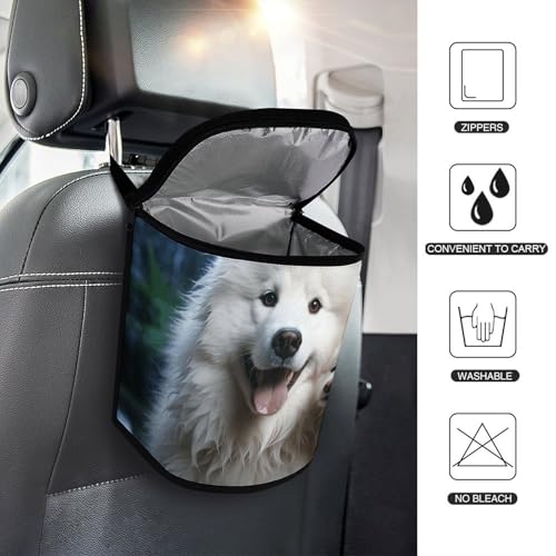 Bote de basura para coche redondo colgar blanco impermeable 6