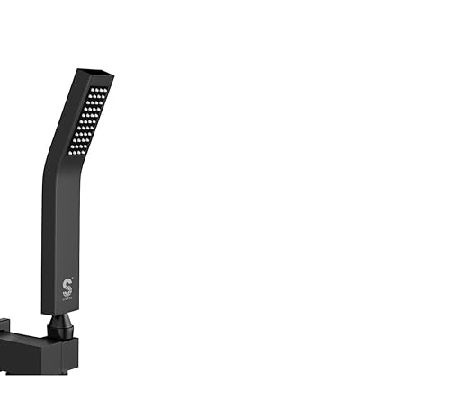 SR SUN RISE Black Square Rainfall Shower Head and Handle Set, Wall