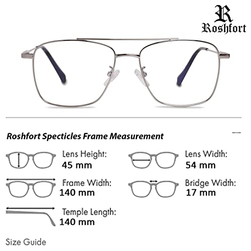 Image of Roshfort Eyewear Zero Power Blue Cut & Antiglare Computer Square Eyeglasses | Men & Women | Medium - Pack Of 1