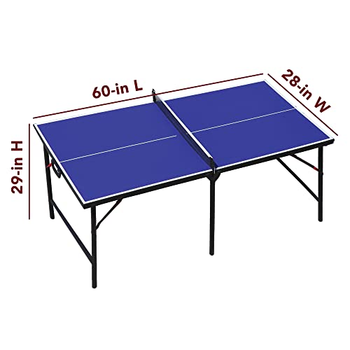 Hathaway Bg2305 Crossover 60-In Folding Portable Table Tennis Table – Perfect Small Space Solution, Blue, 60" #TOP2