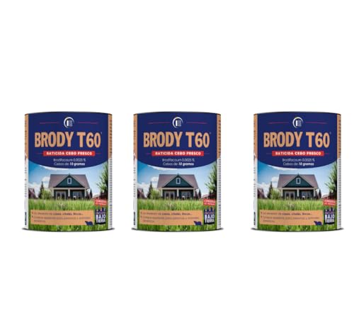 PACK 3 UNIDADES Brody T60 150gr - Impex. Raticida eficaz para ratas y ratones. Cebo fresco. Para interior y exterior. Brodifacoum 0,0025%.Eficaz contra roedores.