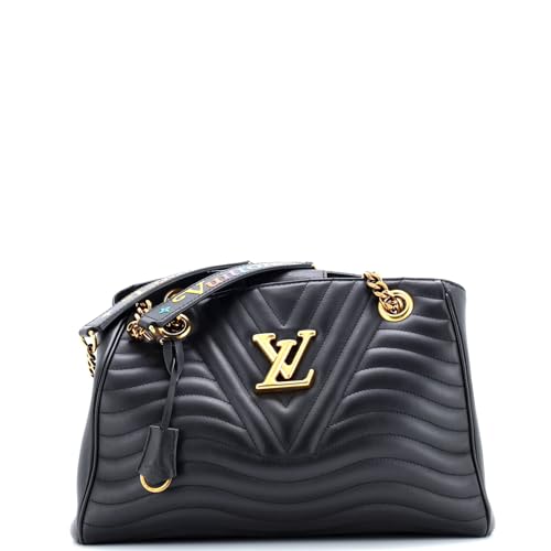 Pre-Loved New Wave Chain Tote Quilted Leather, Black