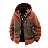 Police Jackets For Men, Men's Lightweight Windbreaker Rain Jacket With Hood Color Block Fashion Coat Hiking Fishing Activewear Mens Heavy Winter Coats Waterproof (3XL, Vermilion)