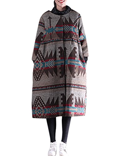 Manteau en laine imprimé Youlee loose pour masquer les formes avec élégance