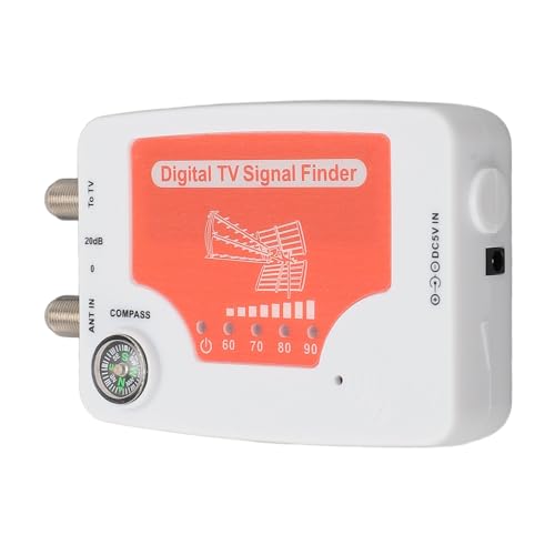 Digital TV Finder, TV Signal Finder with LED Signal Strength Display and Compass, Signal Range 57-117 dBuV, VHF UHF Frequency Response 40-862MHz, Portable Simple Digital Aerial