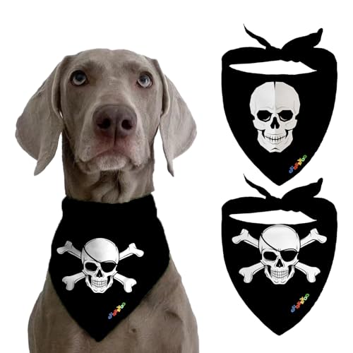 Classic Skull 3D Reversible Dog Scarf - 2 Layers, Large & Medium Sizes, Neck Gaiter Bandanas for Boys & Girls
