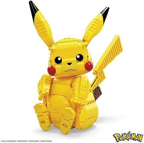 MEGA Pokémon Jumbo Pikachu toy building set, 12 inches tall, poseable, 825 bricks and pieces, for boys and girls, ages 6 and up