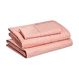 Amazon Basics Lightweight Super Soft Easy Care Microfiber Bed Sheet Set with 14” Deep Pockets - Twin, Peachy Coral Arrows