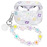 Casililor Hülle Kompatibel mit AirPods Pro 2019 Front LED Sichtbar Hülle mit Schlüsselanhänger Zweiteilige Schutzhülle für Mädchen unterstützt Kabellos Laden Kleine Blume