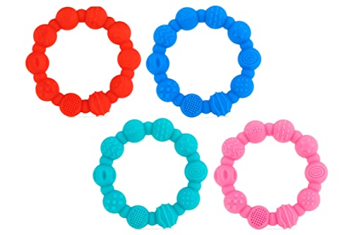 Image of Nuby 100% Silicone Teether Ring, 3 Months + Colors May Vary