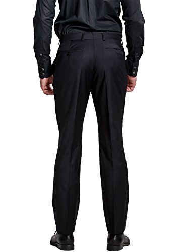 HBDesign Mens Formal Dress Slim Fit Flat Straight Iron Free Pants Black2