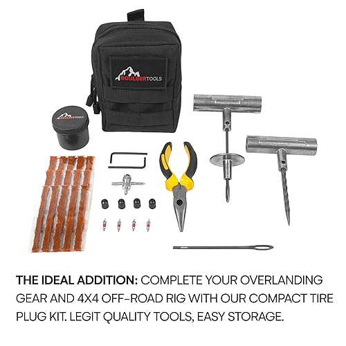 Boulder Tools - Compact Tire Repair kit with Molle Storage Pouch. Heavy Duty Universal Tire Plug Kit, Easily Stores Inside Your UTV, ATV, Truck, Motorcycle, Overlanding Gear or RV - Thumbnail 5