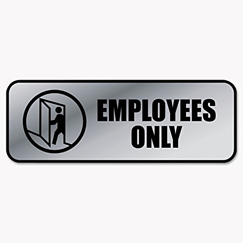 COSCO Brushed Metal Office Sign, Employees Only, 9 X 3, Silver