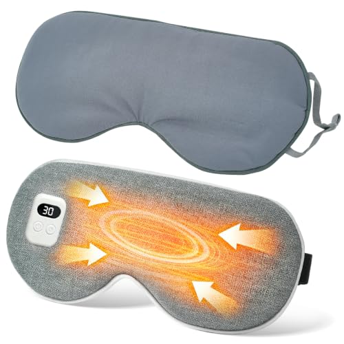 Cordless Heated Eye Mask, 5 Temperature & 5 Timer Settings, Warm Compress Eye Mask for Dry Eyes Eye Strain Headache Relief, Improve Sleep, Heating Eye Mask with Extra Bonus Eye Cover, Dark Gray by Eimterlan - Used condition - US$17.32