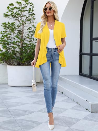 Image of Heymoments Women's Lightweight Open Front Knit Cardigans Short Sleeve Casual Soft Drape Summer Cardigan S-2XL