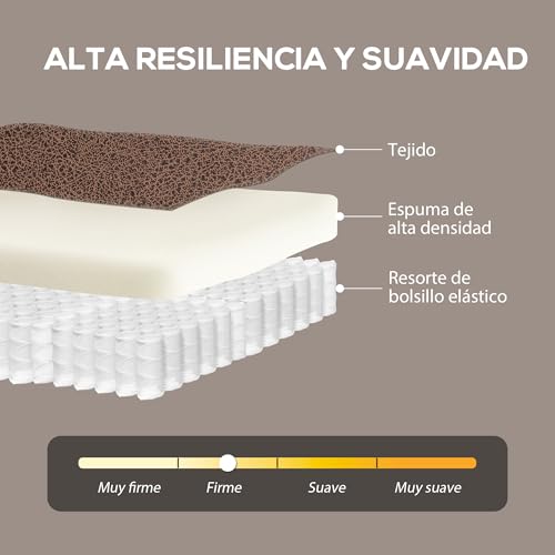 HOMCOM Sillón Relax Reclinable Manual, Sillón Relax de Cuero Sintético con Apertura Push, Reposapiés, Respaldo Alto, Acolchado Grueso, Butaca Reclinable hasta 135º para Salón, Dormitorio, Marrón - imagen 5