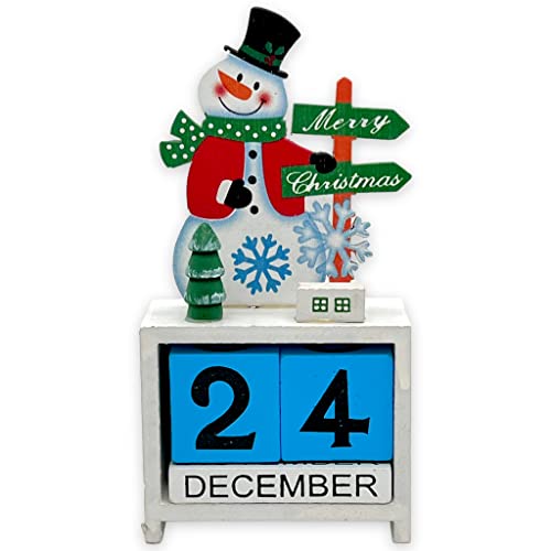 Calendrier de l'Avent en bois - Calendriers cubes - Calendrier de table de Noël, compte à rebours jusqu'à Noël - Calendrier de l'Avent sans remplissage (bonhomme de neige) Cover