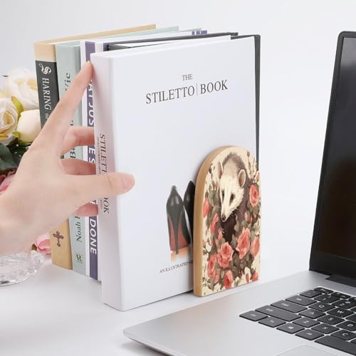 Sujetalibros de madera resistente con base antideslizante para libros 7
