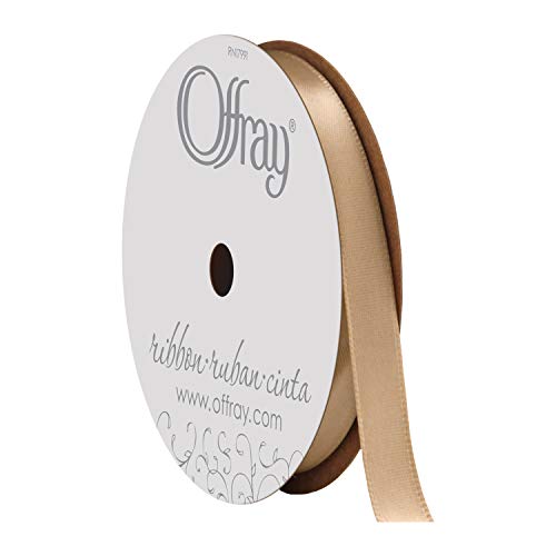 Image of Offray 475782 3 /8 inch Wide Single Face Satin Ribbon, Oatmeal Natural, 6 Yds