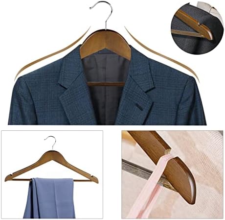 ilauke Wooden Coat Hangers32Pcs Sturdy & Strong Wooden Hangers for Clothes,Smooth & No Roughness Wood Clothes Hanger with 360°Swivel Hook for Adult Hangers Suits, Trousers, Shirts