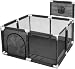 ARATERVIO Laufgitter Baby Krabbelgitter Spiellaufstall Spielgitter Baby Laufstall mit Netzgewebe tragbar stabil für Indoor Outdoor Garten Park sichere Spielecke für Babys (Schwarz)