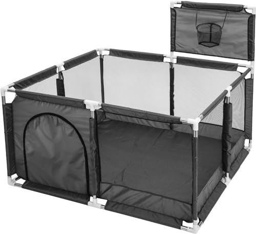 Laufgitter Baby Krabbelgitter Spiellaufstall Spielgitter Baby Laufstall mit Netzgewebe tragbar stabil für Indoor Outdoor Garten Park sichere Spielecke für Babys (Sch...
