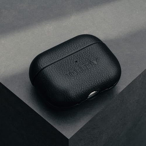 TORRO Skórzane etui kompatybilne z AirPods Pro 3 – Oryginalna skórzana obudowa AirPods Pro 3. generacji (2025) z widoczną diodą LED z przodu i podszewką z mikrofibry (Czarny)