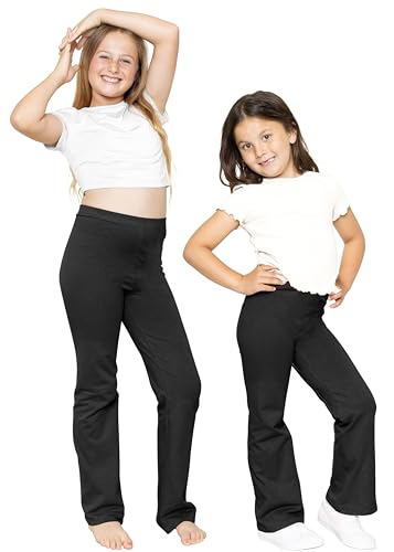 STRETCH IS COMFORT Girls' Cotton High Rise Everyday Straight Leg Yoga Pants – Youth Sizes for Little to Big Kids2
