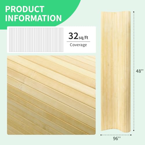 AMZDEPOT Natural Bamboo Wall Panel, 48 x 96 Inch, Raw by AMZDEPOT - Used condition - Image 2