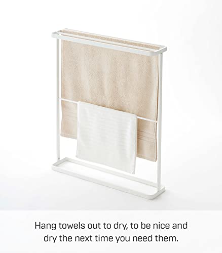 Yamazaki Home Bath Towel Hanger - Bathroom Organizer Storage Holder Dry Rack, Steel, Water Resistant #TOP1