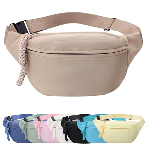 Mayoii Bumbags for Ladies, Fanny Pack for Women Men with Adjustable Belt, 2-Zipper Pockets, Large Capacity, Lightweight Waist Bag Suitable for Daily Use (Khaki)