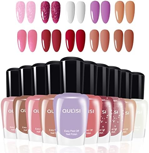 OUL'ISI Honey Nail Polish Easy Peel Off- 10 Colors Water Based Nail Polish Regular Not Gel, Non Toxic Quick Dry Finger Nail Polish Kit Set for Girls, Teens and Women's Holiday Gift