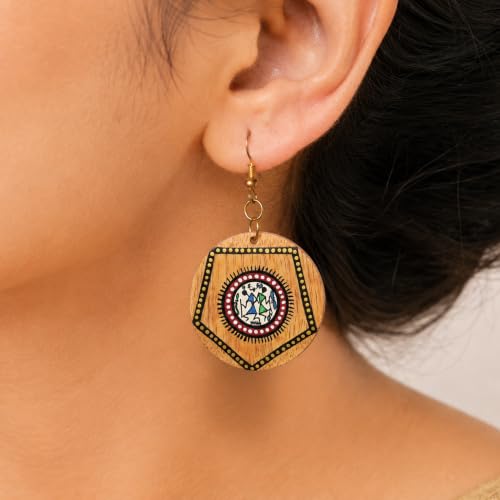 Image of Handcrafted Artistic & Tribal Earrings Collection for Women - Bohemian, Floral, Wooden & Ethnic Statement and Stud Designs