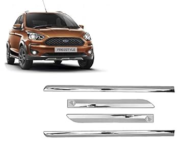 Empica Full Chrome Car Side Cladding Door Beading Protective Garnish Moulding Compatible for Ford Freestyle (Set of 4 Pcs, Silver)