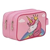 Estojo Escolar Infantil Duplo Feminino Reforçado Premium Menina Princesa Unicornio Cristal