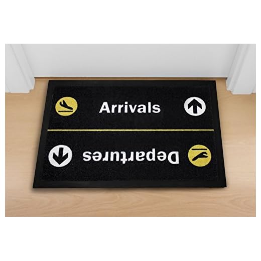 Close Up Felpudo - Arrivals/Departures - Felpudo Lavable (40 x 60 cm), Color Negro y Amarillo