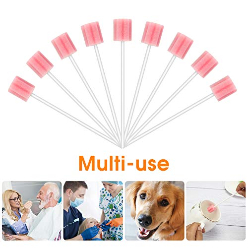 300 Pcs Oral Swabs-Unflavored & Sterile Disposable Dental Swabsticks For Mouth Cleaning- Individually Wrapped (Blossom Pink) #TOP6