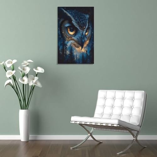 Tableau chouette murale déco impression sur toile salon 30x45cm