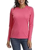 Women's Compression Shirt Sport Performance Crewneck Long-Sleeve T Shirt(S,Pink)