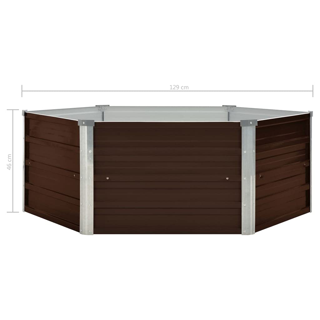 GuyAna Mesa de Cultivo de Acero galvanizado marrón 129x129x46 cm Estante Guardar Tierra Herramientas