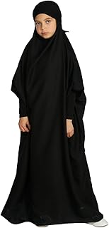 ODASDO Muslim Girl Dress One-Piece Abaya for Kids Islamic Kaftan Prayer Long Robe Hoodied Hijab Middle East Dubai Clothes