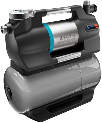 Gardena Hauswasserwerk 6300 SilentComfort: Pumpe mit 25 l Wasserspeicher und integriertem Filter, Fördermenge 6300 l/h, Trockenlaufsicherung, extra leise, via Bluetooth-App steuerb