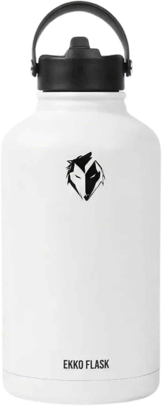 Ekkovision Ekko Flask Insulated Water Bottle, Stainless Steel, Black, 64 Oz